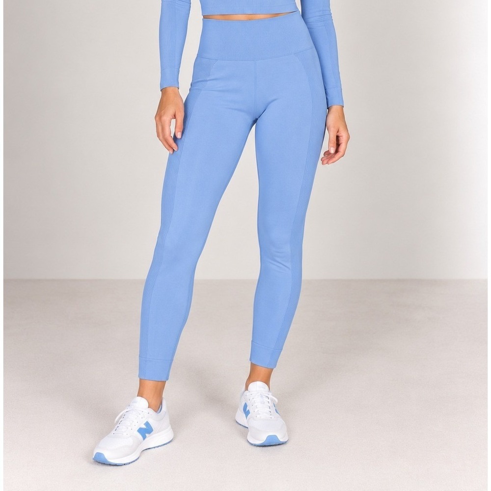SET ACTIVE SCULPTFLEX Seamless Leggings Cornflower Blue Size L Womens High Rise